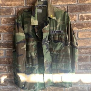 Vintage Camo Woodland shirt/jacket w US Army patch
